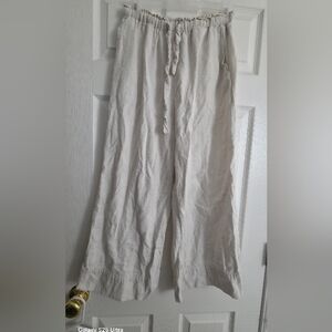 Womsns Casual Cream Wide-Leg Pants